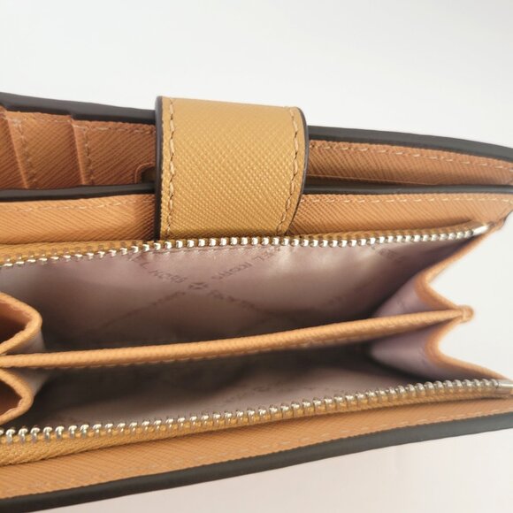 Michael Kors Jet Set Travel Medium Bifold Zip Coin Wallet Peanut Leather - Picture 8 of 9